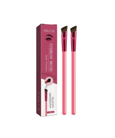 Multi Function Eyebrow Brush, Eyebrow Brush Professional, Three-dimensional Concealer Makeup Brush, Ultra Thin Angled Eyeliner Makeup Brush, Square Angled & Angled Eyebrow Brush Small 2pcs Brown