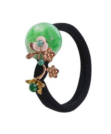 Mikinona 1pc Ancient Style Hair Circle Headband Elastic Decorative Hair Tie Gemstone Hair Tie Hair Styling Tie Bejeweled Headband Flower Hair Tie Girl Green Agate Bun Literature and Art