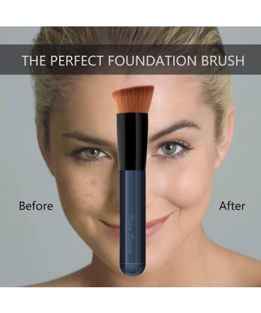 Flat Top Kabuki Foundation Brush for Liquid, Cream, Powder Makeup - Travel Size Blue Face Brush - Buy Online on SooperMarket.com