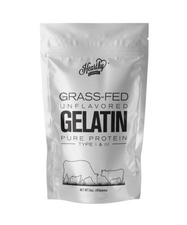 Hearthy Foods Beef Gelatin Powder Unflavored Gelatin Powder for Women and Men | Keto and Paleo Friendly Strengthens Immunity, Supports Bone Health, Helps Weight Loss | Pure Protein Type 1 & 3, Grass-Fed Hydrolyzed Halal Ce