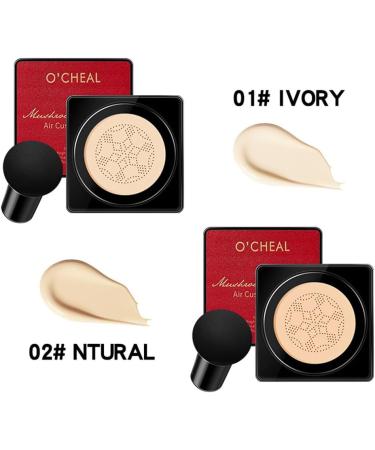 GL-Turelifes Mushroom Head CC Cream Air Cushion Foundation Water Feeling Flawless BB Cream Moisturizing Oil Control Long Lasting Lightweight & Smoothing Natural Concealer (H-02 Natural 0.53 Oz) 15 g (Pack of 1) H-02 Natural - Buy Online on SooperMarket.com