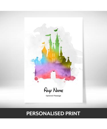 Personalised Cinderella Castle Watercolour Art Print - Disney Land/World Memories Keepsake. Children's Gift Nursery Decor - Walt Quote, A4 A5 - Buy Online on SooperMarket.com