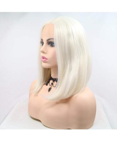 Buy SHIYID White Blonde Short Straight Lace Front Wig - Synthetic Heat Resistant Fiber for Women - Buy Online on SooperMarket.com
