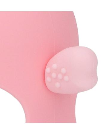 Silicone Chick Shape Baby Teether with 2 Teether Stems - Cherry Powder Color - Daytime and Nighttime Teething Relief - Cute and Safe Chew Toy - Buy Online on SooperMarket.com