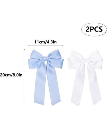 2 Pack Bow Hair Clips Pink Hair Bows for Women Girls Large Bow Clips Hair Barrette Hair Accessories(White Light Blue) White LightBlue - Buy Online on SooperMarket.com