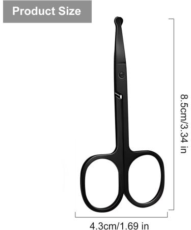 Stainless Steel Curved Nose Hair Scissors - Professional Trimming Tool for Ear, Nose, Eyebrows, Eyelashes - Rounded Safety Blades (Black) - Buy Online on SooperMarket.com