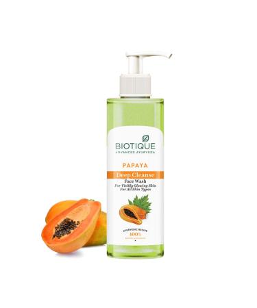 Biotique Papaya Deep Cleanse Face Wash | Gentle Exfoliation | Visibly Glowing Skin | 100% Botanical Extracts| Suitable for All Skin Types | 200ml