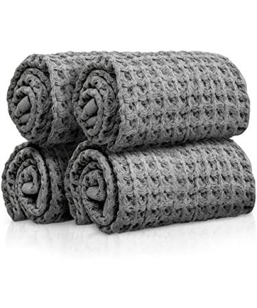 SUTERA Wash Towels Set - Pack of 4 Grey Silverthread Washcloths - 100% CA-Grown Cotton - Absorbent & Quick Drying Face Cloths - Buy Online on SooperMarket.com