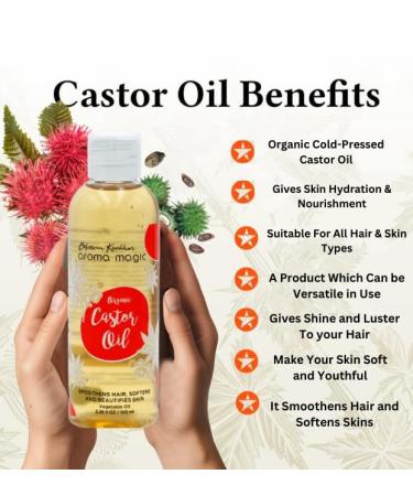 Aroma Magic Castor Oil for Hair Growth Skin & Eyelashes | Pure Natural Carrier Oil | 3.38 Fl Oz - Moisturizing Aromatherapy Massage Oil - Buy Online on SooperMarket.com