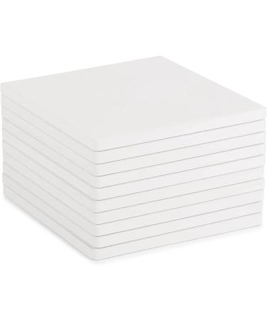 10 Pack White Unglazed Ceramic Tiles with Cork Backing Pads - 4.25 x 4.25 in Square - Ideal for Coasters DIY Crafts - Buy Online on SooperMarket.com