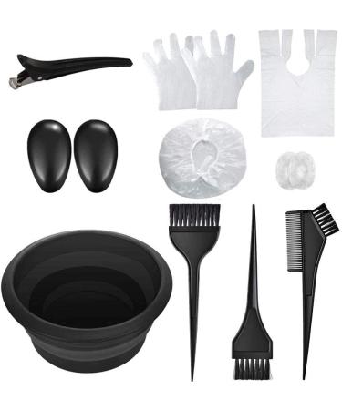 13 Pieces Hair Dye Coloring Kit LauCentral Hair Bleaching Set with Brush Tinting Bowl Comb Ears Covers Hairdressing Clips Gloves for Salon Personal DIY