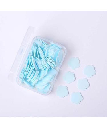 100Pcs Blue Mini Portable Flower Shape Soap Paper Sheets Disposable Travel Hand & Foot Cleanser Flakes | Perfect for On-the-Go Hygiene - Buy Online on SooperMarket.com