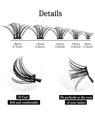 Riya Lash Clusters 120Pcs DIY Eyelash Extensions | Natural Look Wispy Lashes 8-16MM D Curl Individual Reusable Fluffy Extensions - RY-01 - Buy Online on SooperMarket.com