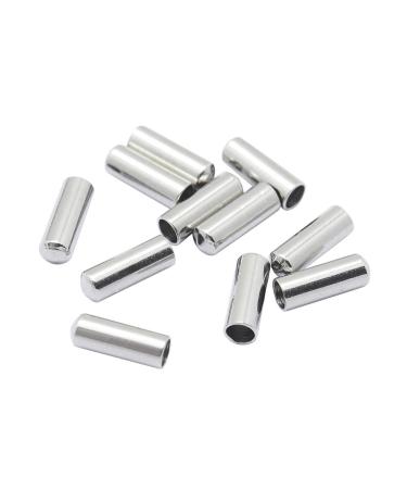 UNICRAFTALE 20 PCS Stainless Steel Column End Caps Leather Cord Ends Leather Cord Terminators Fasteners Cord Ends Caps for Jewelry Making 7x2.5mm Inner Diameter 2mm