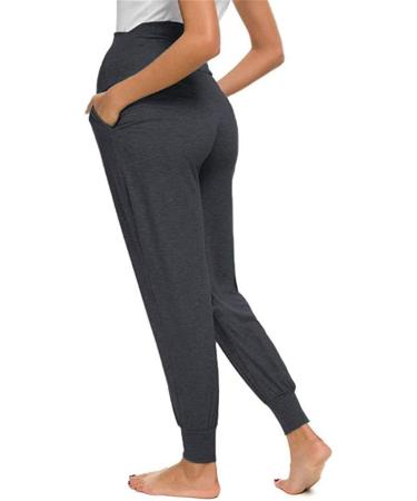 Love2Mi Maternity Women's Casual Pants | Stretchy Lounge Jogging Trousers | Dark Gray | Size Large - Buy Online on SooperMarket.com