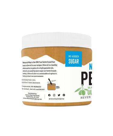 Natural Way Peanut Butter Original 16oz Jar - Made with Olive Oil, Non-GMO & Gluten Free - Buy Online on SooperMarket.com