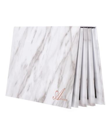 Allwon 4-Layer Book Shaped Marble Magnetic Palette Large Empty Makeup Palette Storage Box for Eyeshadow Lipstick Blush Powder (White)