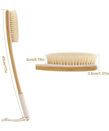 Saunnihen 43cm Bamboo Back Brush - Natural Bristle Shower & Dry Brush for Dead Skin & Cellulite Removal | International Shipping - Buy Online on SooperMarket.com