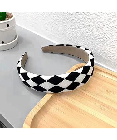 Black and White Plaid Padded Headband for Women - Buffalo Check Hairband for Christmas Party - Buy Online on SooperMarket.com