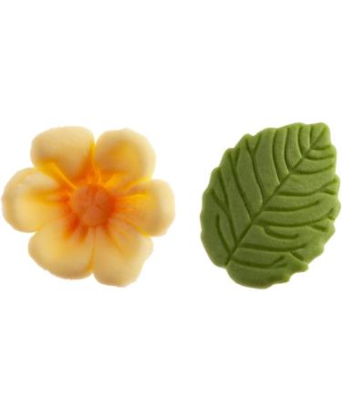 Dekora - Box of 8 Yellow Sugar Flowers and 5 Green Leaves - Edible Cake Toppers - Sugar Cake Decoration for Birthday Cakes - Buy Online on SooperMarket.com