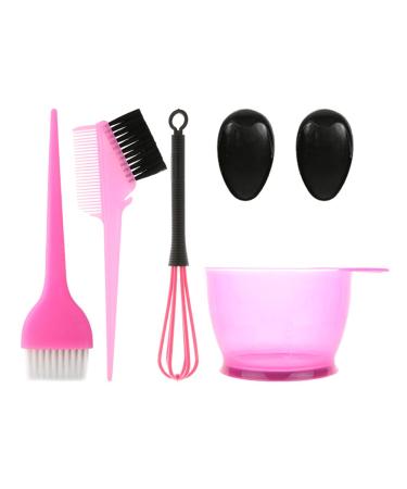 Asudaro hair dyel brush hair faerben set 5 pieces of coloring brush hair faerbeset hair dye ear protection officer agitator hair dye bowl bowl ferry peel with scale for the DIY salon tool pink