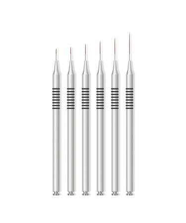 JSGHGDF 6Pcs Art Brush Striping Thin Long Line Dotting Drawing Pen Gel Polish Painting Metal Handle Striper