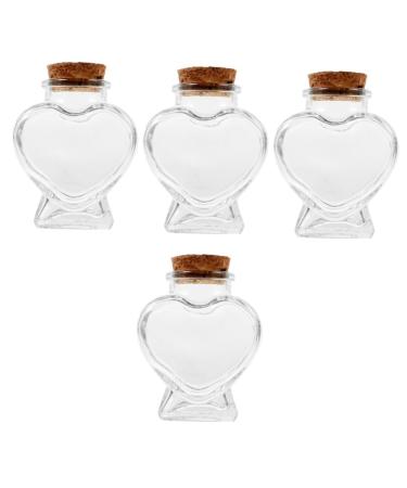 Zerodeko 4pcs Glass Heart Shaped Bottle Terrarium Wedding Decorations Decorative Wishing Bottle Glass Container with Lid Glass Jars Wishing Jar Origami Craft Bottle Glass Bottle Cork As Shownx4pcs 8.50X6.00X4.00CMx4pcs