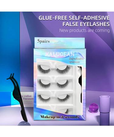 Kaluofan Reusable Self Adhesive False Eyelashes - 5 Pairs | No Glue Needed | Natural Look & Waterproof | Easy to Apply - Buy Online on SooperMarket.com