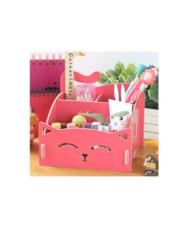 Artkingdome DIY Cute Cat Storage Artwork Folding Collection Cosmetic Pen Organizer Desk Sorter Pencil Holders Pink