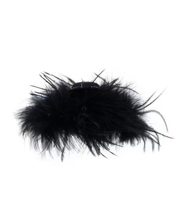 Asudaro Hair Clip With Feathers And Ruffles Elegant Hair Clips For Women Large Non Slip Hair Clips For Thick Hair Feather Hair Clips White Black