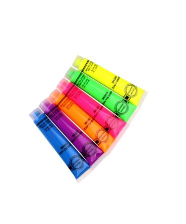 Halloween Makeup UV Blacklight Face Painting Glow Neon Fluorescent Body Paint for Halloween Party Festival 6 Tubes/Set Neon Paint Glow