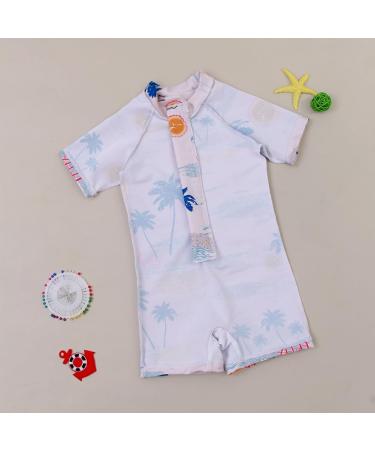 PythJooh Baby Boy Shark Print Rash Guard Swimsuit | Zipper One Piece Beach Swimwear for Boys 0-5 Years | Beige Swimming Outfit - Buy Online on SooperMarket.com