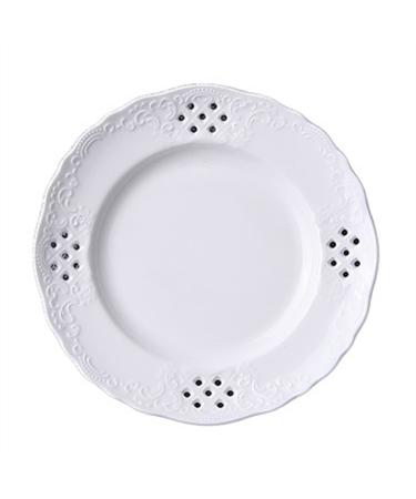 Dinnerware Dishes Plates Hollow Out Dessert Plate White Disc Home Kitchen Restaurant Coffee Shop Flat Plate Ceramic Fruit Plate Round Dinner Plate Dinner Restaurant Family Party Plates (Size : L) Large