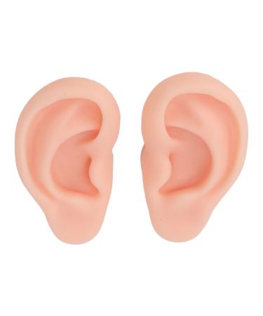 Silicone Ear Model Widely Used Simulation 1 Pair Easy Use Artificial Ear Model Reusable Flexible for Ear Piercing Exercise(Light Skin Color)