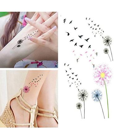 Oottati Small Cute Temporary Tattoo Dandelion Hand (Set of 2)