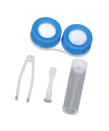 Contact Lens Case Kit Dustproof Waterproof Cute Little Duck Portable Plastic Material Contact Lens Box with Wearing Stick for Travel for Woman Blue