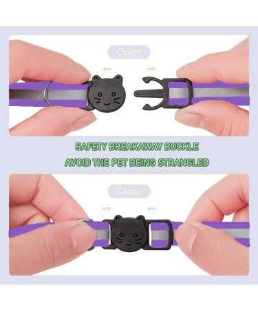 Hepplly 6-Pack Reflective Cat Collars with Quick Release & Bell - Purple Kitten Collars for Safe and Stylish Pets - Buy Online on SooperMarket.com