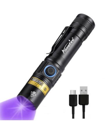 Alonefire SV38 5W 365nm Professional UV Torch Type C USB Rechargeable Ultraviolet Blacklight Money Detector Pet Urine Detector for Resin Curing Fishing Scorpion Minerals with Lithium Battery