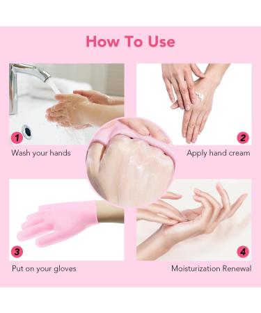 Fengyang Silicone Moisture Gloves - 2PC Pink Gel Spa Gloves for Dry Cracked Hands | Moisturizing Hand Care for Women - Buy Online on SooperMarket.com