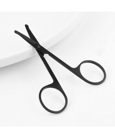 CXAFQ 2Pcs Professional Small Ear Nose Hair Scissors with Curved Safety Blades & Rounded Tip for Trimming Small Details Facial Hair Trimming Nasal Hair(Black) - Buy Online on SooperMarket.com