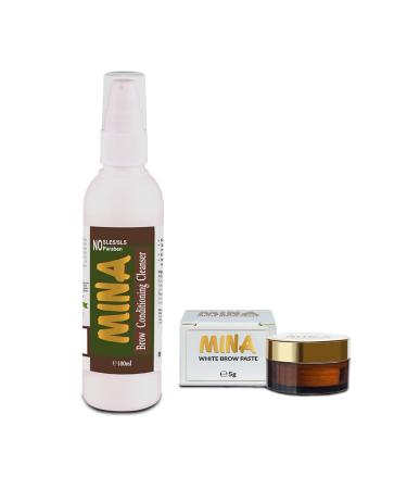 MinaiBrow Eyebrow Conditioning Cleanser 100ml to Hydrate skin and Retain Moisture with White Brow Paste 5g for Brow Mapping and draw or sketch the right shape