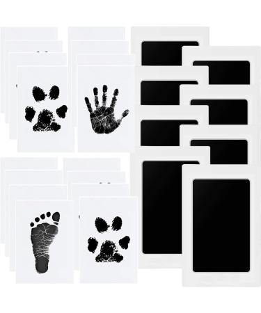 Baby handprint and footprint set 8 PCs baby footprint set baby impression set for newborns paw print set dog paw print set cat clean touch stamp pillow for baby shower black 8 pieces