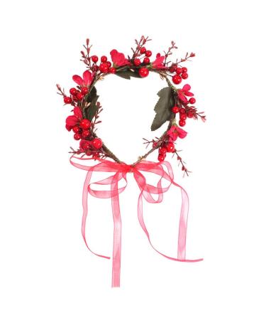 Christmas Headband Flower Hair Garland Crown with Berry Boho Christmas Hair Wreath for Women Girls