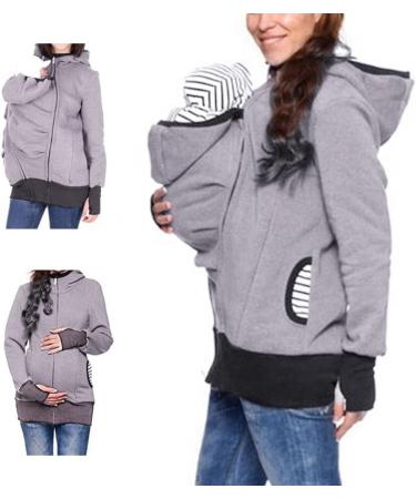 SouiWuzi Baby Carrier Hoodie Maternity Kangaroo Jacket Coat Sweatshirt - Gray - Buy Online on SooperMarket.com