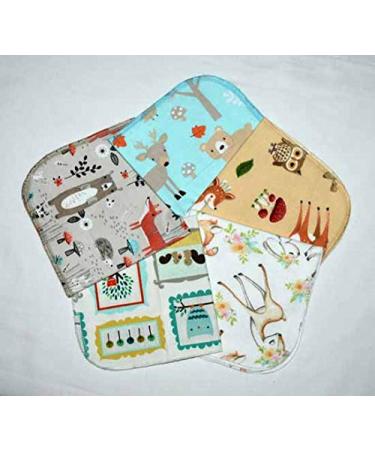 Sweet Woodland Animals 1 Ply 12x12 Inches Set of 5 Printed Flannel Paperless Towels