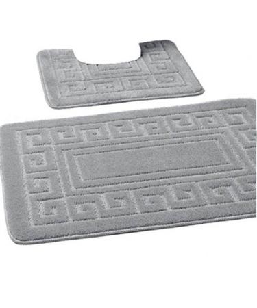 EDS non-slip bathing mat in the Greek style bathing meter set 2-part contains 1 bathing mat (50 x 80 cm) and a toilet rack (50 x 40 cm)-gray