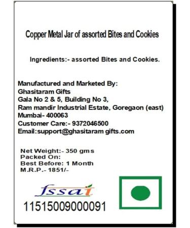 Jaiccha Ghasitaram Copper Metal Jar of Assorted Bites and Cookies|Gift for Diwali Gifts Holi Rakhi Valentine Christmas Birthday Anniversary Her Him| - Buy Online on SooperMarket.com