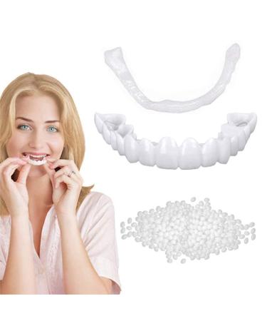 4 pieces veneers snap-in teeth fake tooth smile toothed dentures teeth at the top and below comfort fit flex bite broken teeth socket make white tooth beautiful