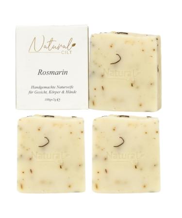 3x natural cilt rosemary soap - 100% natural soap - without questionable ingredients - certified - handmade - shower soap for all skin types - shower gel - natural food metics rosemary (3 Pack)