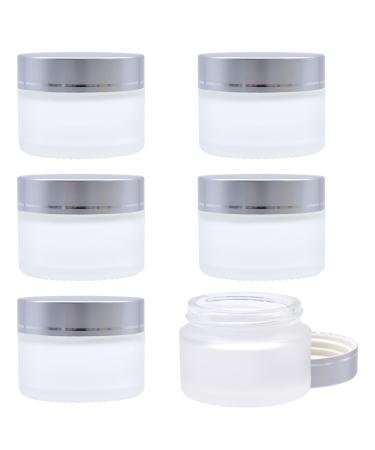 YHSWIN 6 pieces of cosmetic glass 30ml cream cans empty from matt glass trip cosmetics container for storing cream and essential oil emulsions can be fulfilled (with silver lid)